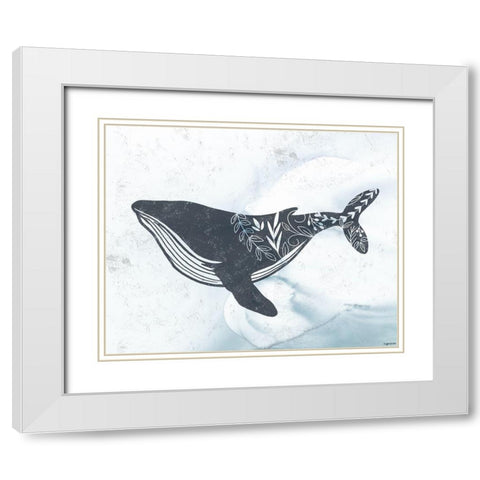 Whale White Modern Wood Framed Art Print with Double Matting by Brown, Kyra