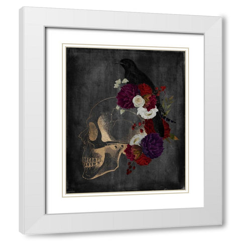 Skull Raven White Modern Wood Framed Art Print with Double Matting by Brown, Kyra