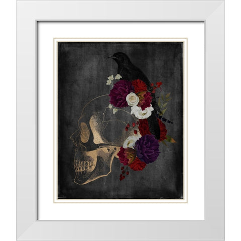 Skull Raven White Modern Wood Framed Art Print with Double Matting by Brown, Kyra