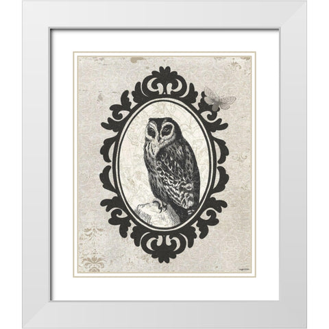 Celestial Owl White Modern Wood Framed Art Print with Double Matting by Brown, Kyra