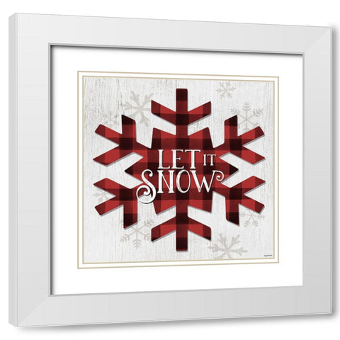 Let It Snow Flake White Modern Wood Framed Art Print with Double Matting by Brown, Kyra