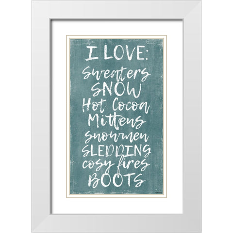 Winter Loves White Modern Wood Framed Art Print with Double Matting by Brown, Kyra