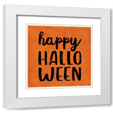 Happy Halloween White Modern Wood Framed Art Print with Double Matting by Brown, Kyra