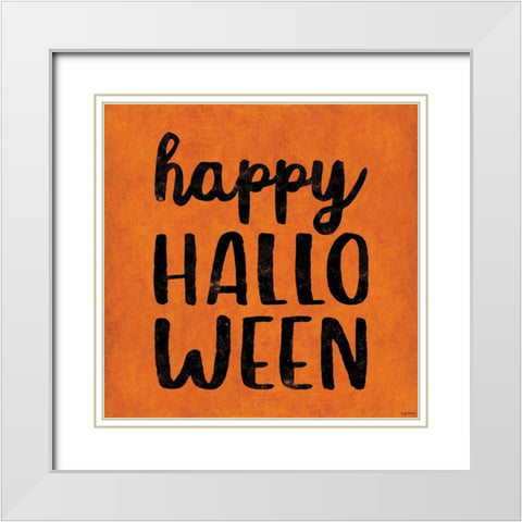 Happy Halloween White Modern Wood Framed Art Print with Double Matting by Brown, Kyra