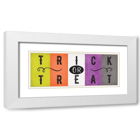 Trick or Treat Stripes White Modern Wood Framed Art Print with Double Matting by Brown, Kyra