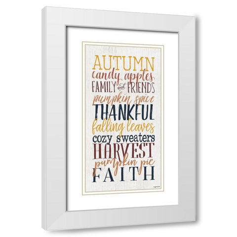 Autumn Words White Modern Wood Framed Art Print with Double Matting by Brown, Kyra