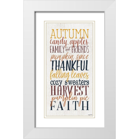Autumn Words White Modern Wood Framed Art Print with Double Matting by Brown, Kyra