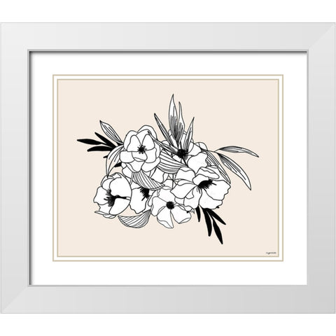 BW Flowers White Modern Wood Framed Art Print with Double Matting by Brown, Kyra