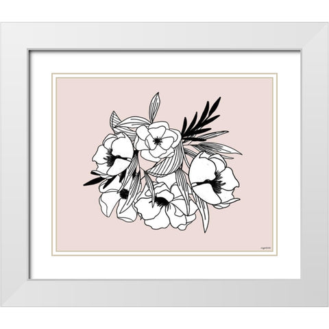 BW Flowers II White Modern Wood Framed Art Print with Double Matting by Brown, Kyra