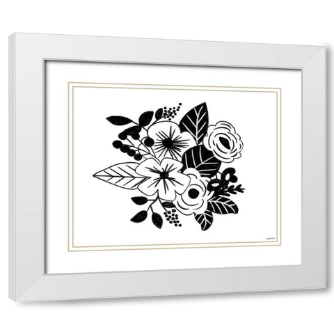 BW Flowers VI White Modern Wood Framed Art Print with Double Matting by Brown, Kyra