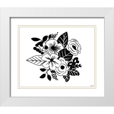 BW Flowers VI White Modern Wood Framed Art Print with Double Matting by Brown, Kyra