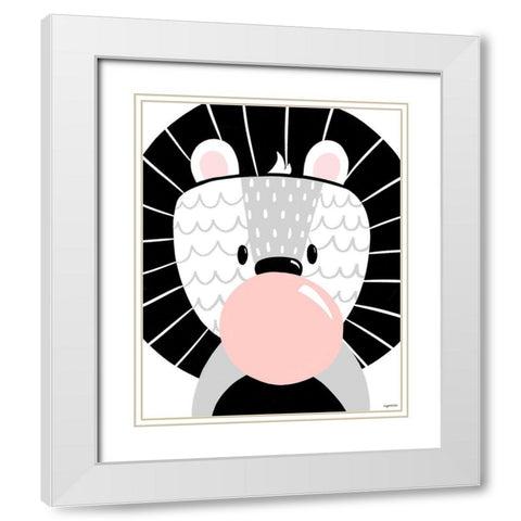 Black Lion White Modern Wood Framed Art Print with Double Matting by Brown, Kyra
