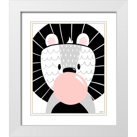 Black Lion White Modern Wood Framed Art Print with Double Matting by Brown, Kyra