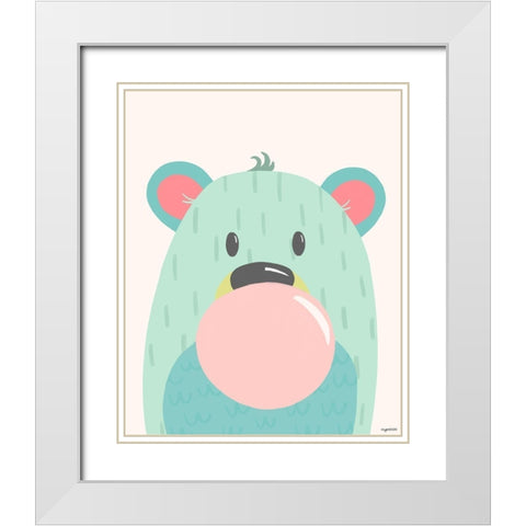 Kid Bear White Modern Wood Framed Art Print with Double Matting by Brown, Kyra