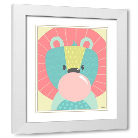 Kid Lion White Modern Wood Framed Art Print with Double Matting by Brown, Kyra