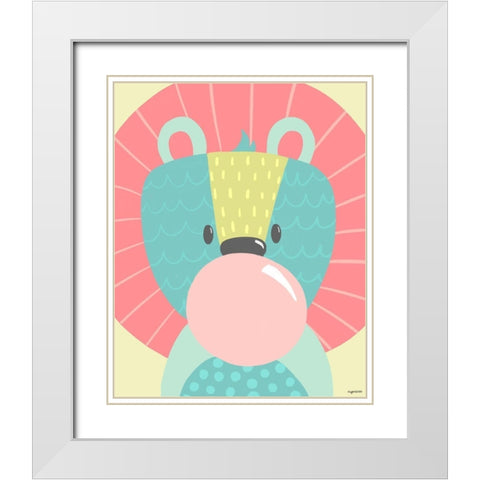 Kid Lion White Modern Wood Framed Art Print with Double Matting by Brown, Kyra