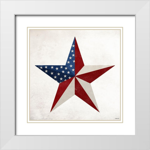 Star Flag White Modern Wood Framed Art Print with Double Matting by Brown, Kyra