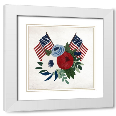 American Floral I White Modern Wood Framed Art Print with Double Matting by Brown, Kyra