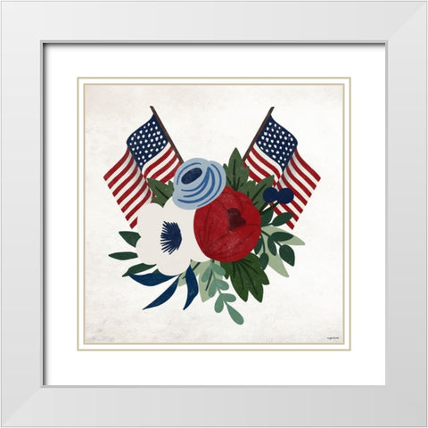 American Floral I White Modern Wood Framed Art Print with Double Matting by Brown, Kyra