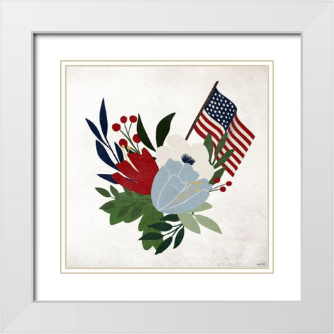 American Floral III White Modern Wood Framed Art Print with Double Matting by Brown, Kyra