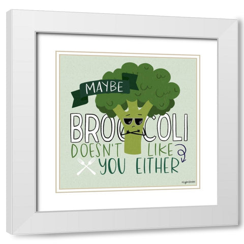 Broccoli White Modern Wood Framed Art Print with Double Matting by Brown, Kyra