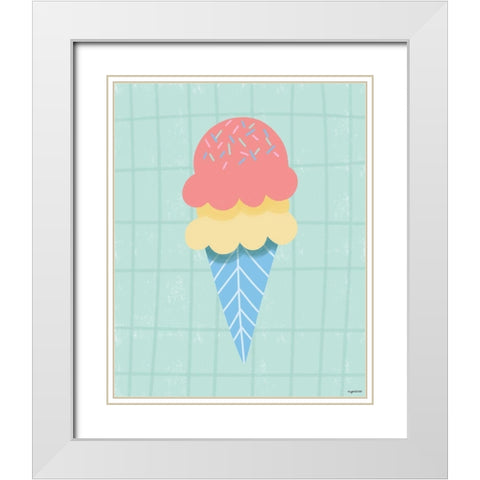 Ice Cream III White Modern Wood Framed Art Print with Double Matting by Brown, Kyra