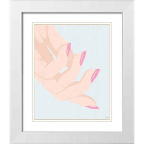 Hand I White Modern Wood Framed Art Print with Double Matting by Brown, Kyra