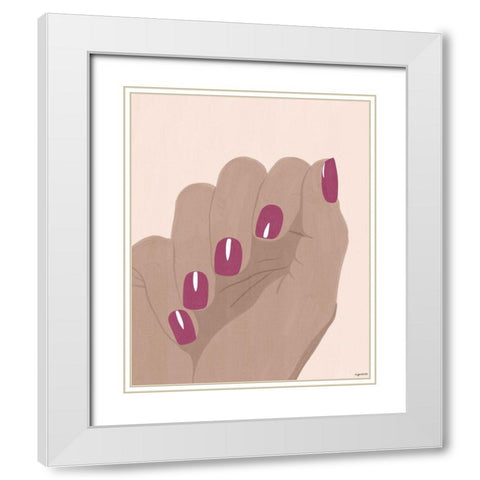 Hand II White Modern Wood Framed Art Print with Double Matting by Brown, Kyra