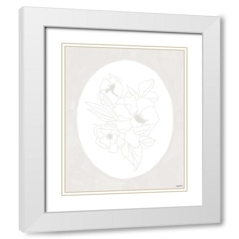 Stencil Floral III White Modern Wood Framed Art Print with Double Matting by Brown, Kyra