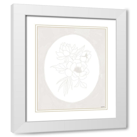Stencil Floral IV White Modern Wood Framed Art Print with Double Matting by Brown, Kyra