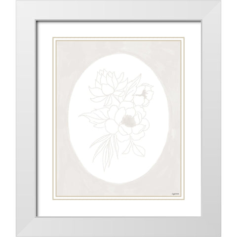 Stencil Floral IV White Modern Wood Framed Art Print with Double Matting by Brown, Kyra