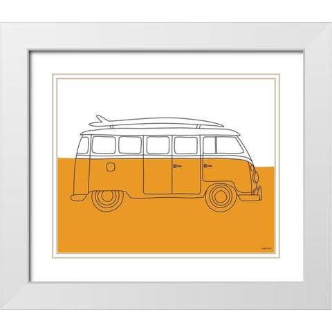 70s Orange Bus White Modern Wood Framed Art Print with Double Matting by Brown, Kyra
