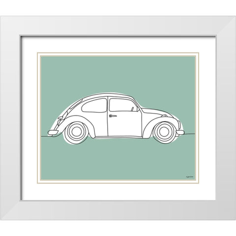 Green Car White Modern Wood Framed Art Print with Double Matting by Brown, Kyra