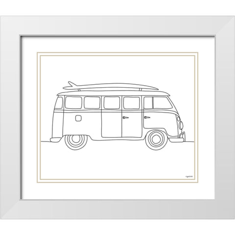 Bus Line White Modern Wood Framed Art Print with Double Matting by Brown, Kyra