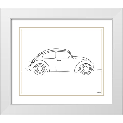 Line Car White Modern Wood Framed Art Print with Double Matting by Brown, Kyra