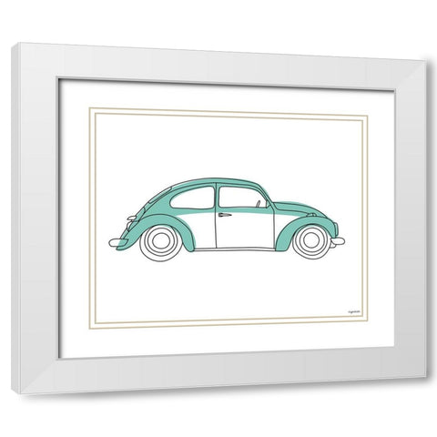 Teal Car White Modern Wood Framed Art Print with Double Matting by Brown, Kyra