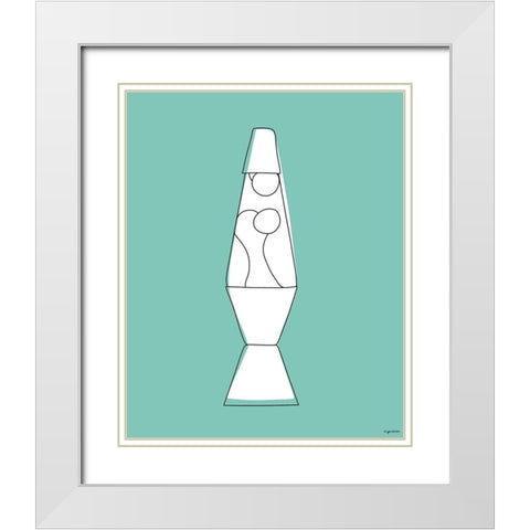 Teal Lava Lamp White Modern Wood Framed Art Print with Double Matting by Brown, Kyra