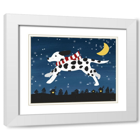 Dalmatian Moon White Modern Wood Framed Art Print with Double Matting by Brown, Kyra