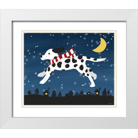 Dalmatian Moon White Modern Wood Framed Art Print with Double Matting by Brown, Kyra