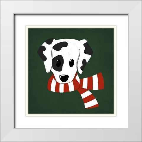 Dalmatian Christmas White Modern Wood Framed Art Print with Double Matting by Brown, Kyra