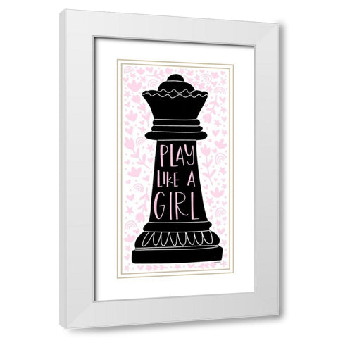 Play Like a Girl White Modern Wood Framed Art Print with Double Matting by Brown, Kyra