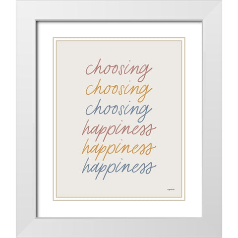 Choosing Happiness White Modern Wood Framed Art Print with Double Matting by Brown, Kyra