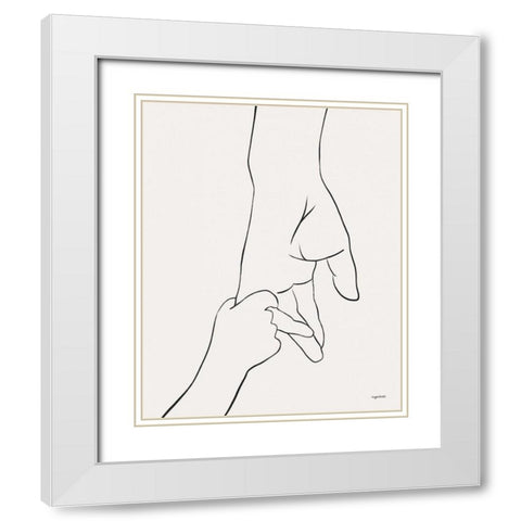 Hands I White Modern Wood Framed Art Print with Double Matting by Brown, Kyra