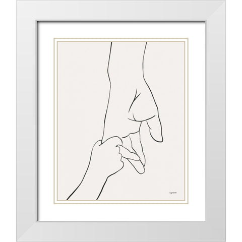 Hands I White Modern Wood Framed Art Print with Double Matting by Brown, Kyra