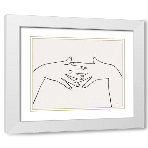 Hands II White Modern Wood Framed Art Print with Double Matting by Brown, Kyra