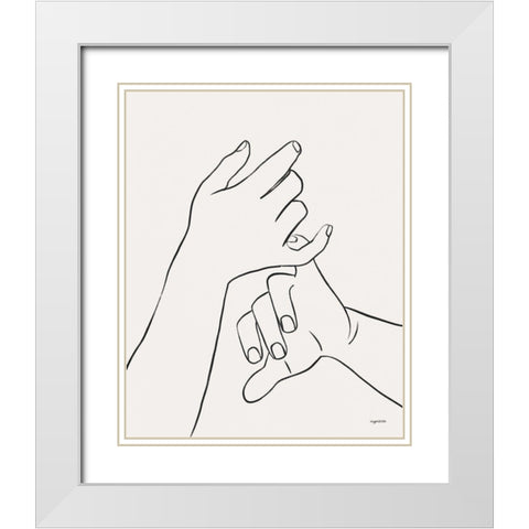 Hands III White Modern Wood Framed Art Print with Double Matting by Brown, Kyra