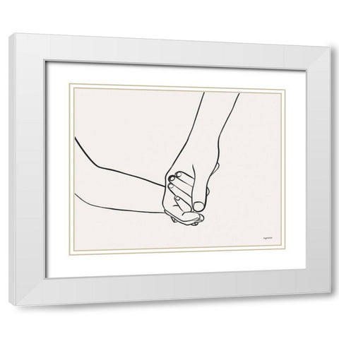 Hands V White Modern Wood Framed Art Print with Double Matting by Brown, Kyra