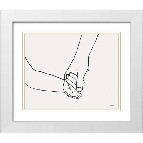 Hands V White Modern Wood Framed Art Print with Double Matting by Brown, Kyra