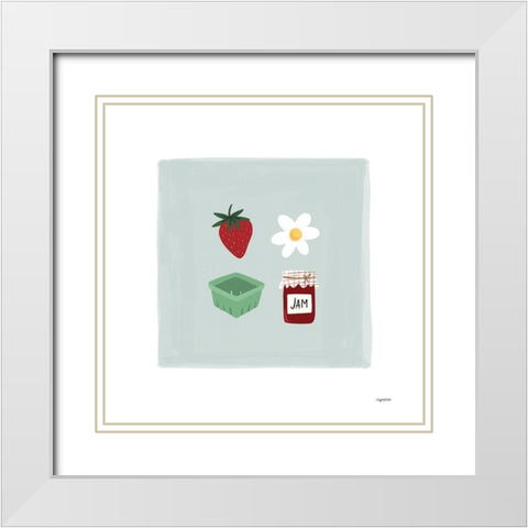 Strawberry Stuff White Modern Wood Framed Art Print with Double Matting by Brown, Kyra