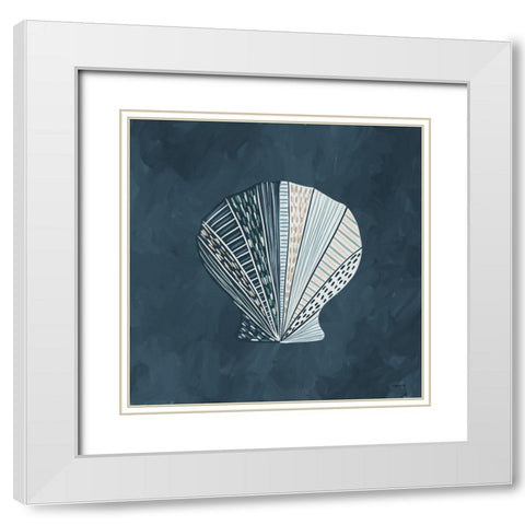 Blue Shell II White Modern Wood Framed Art Print with Double Matting by Brown, Kyra